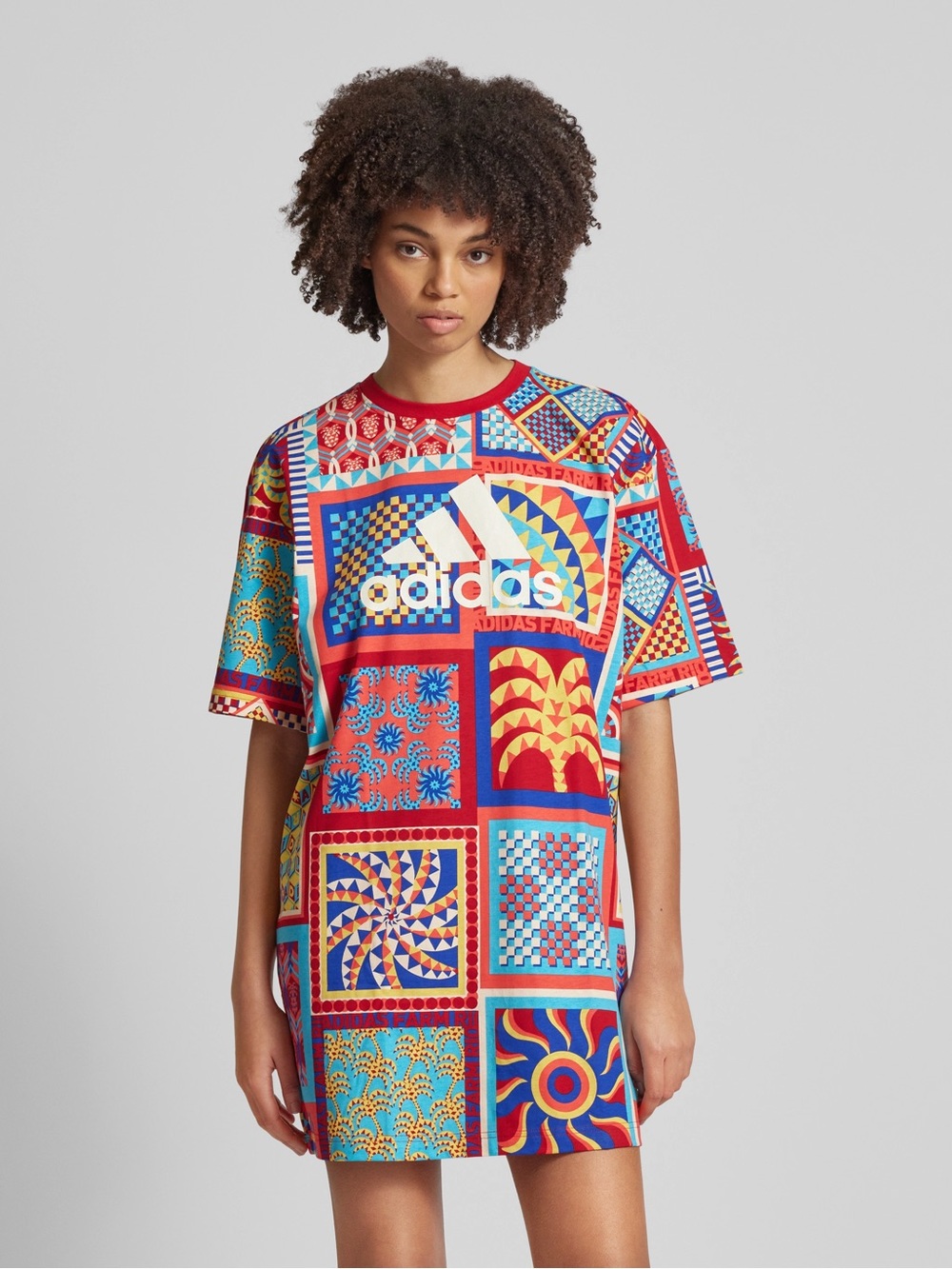 FARM Rio All Over Print Slim T-shirt Dress Adidas Collab Women's Size M - Picture 1 of 13